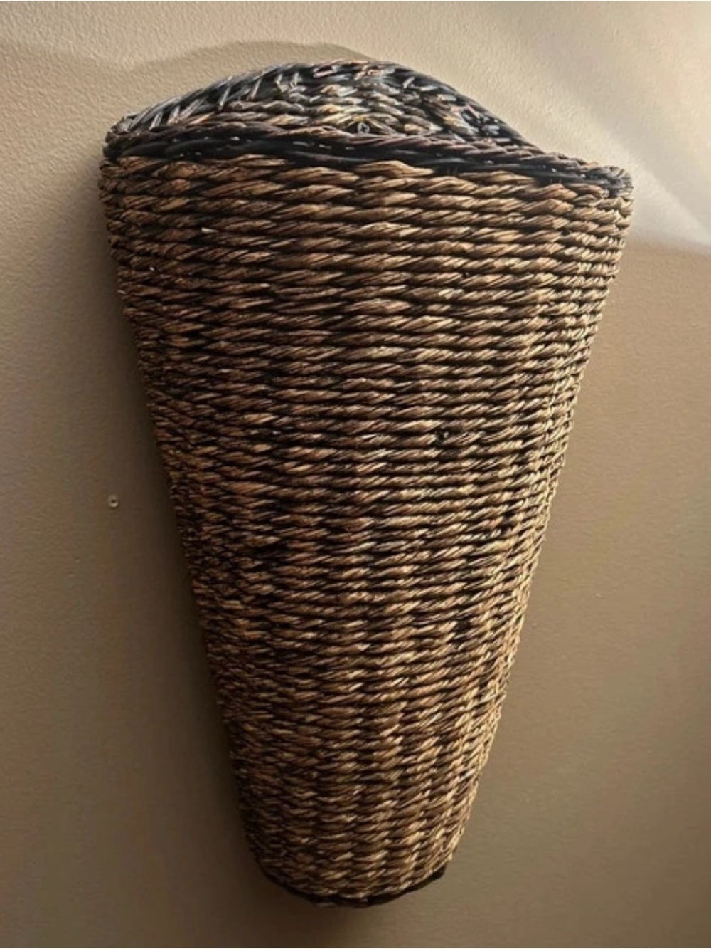 wicker basket hanging wall pocket - 17" tall wicker Shades of brown